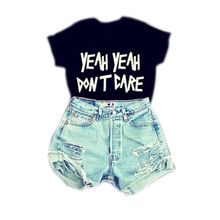 S/M/L 2015 new sexy hot black white color summer clothing cropped women girls lettter printed tops funny t shirts punk fashion