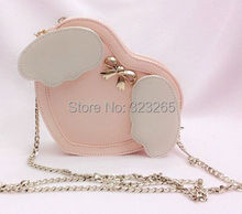College Wind chain shoulder diagonal package, angel wings shape cute love handbags, pink Lolita brand women bag