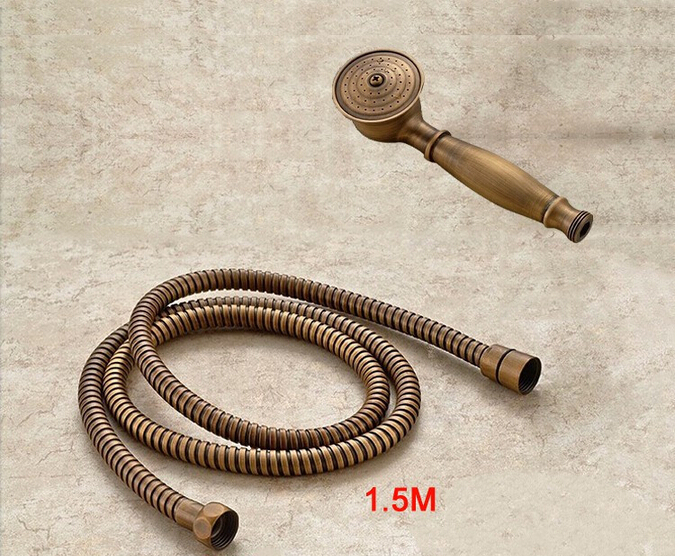 Classic Antique Brass Bathroom Shower Head 1.5 M Shower Hose Hand-held Sprayer Shower Banheiro Lavabo Hardware Plumbing Sanitary