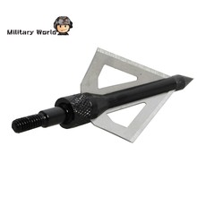 6pcs pack Hunting Shooting Tactical Archery Arrowhead Broadhead 100 Grain 3 Fixed Blades 2 Cutting Steel
