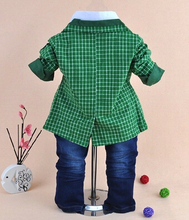 1 3Y baby boy high quality plaid gentlemen clothing set 3pcs baby boy clothing infant vestidos