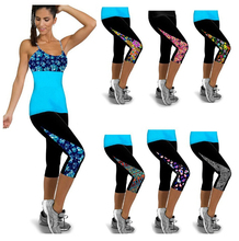 2015 Brand New Capri Leggings New Arrival High Waisted Patch Work Workout Fitness Legging  Pant Exercise Gym Wear 6 Color
