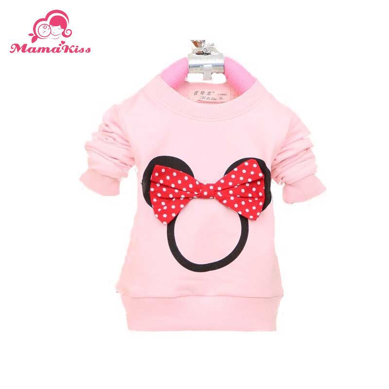 2014 New Fashion Autumn Baby Tees Cotton with Mickey Print Baby Tops girls T shirt Clothes