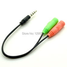 1PCS Free Shipping PC Headset to Smartphone Adapter Cable 3.5mm Dual Female to 3.5mm Male Black Vj2TH