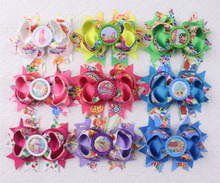 lot 9pc 4inch Girl Christmas Party shopkins Cartoon grosgrain ribbon Hair Bows clip with Bottle caps(32 color)-2005B-1-9