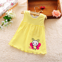 100 Cotton Summer Retail Baby Girls Dress Infant Clothing Sleeveless Printed Embroidery Baby Girl Dress Summer