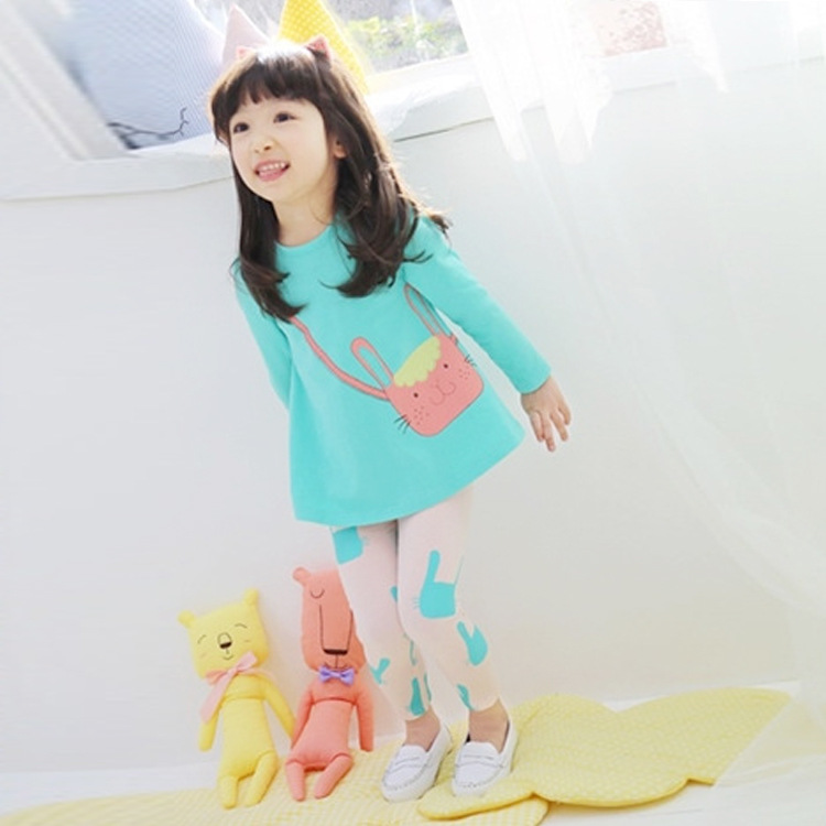 2016 autumn small cat girls clothing baby child long sleeve T shirt legging set kids suits