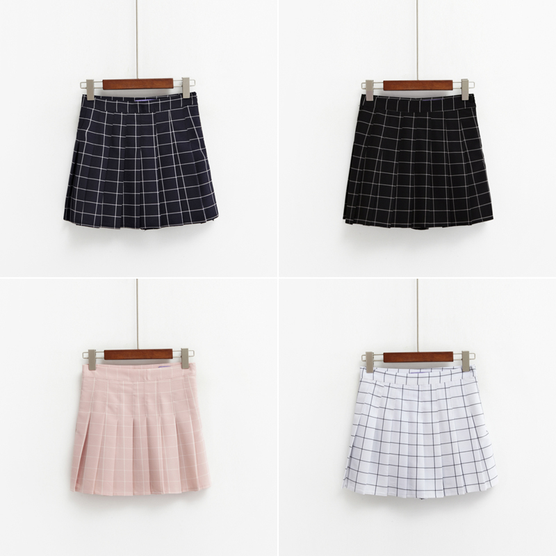 2016 Summer Womens High Waist Skirts England Style Classic font b Plaid b font Pleated Mini