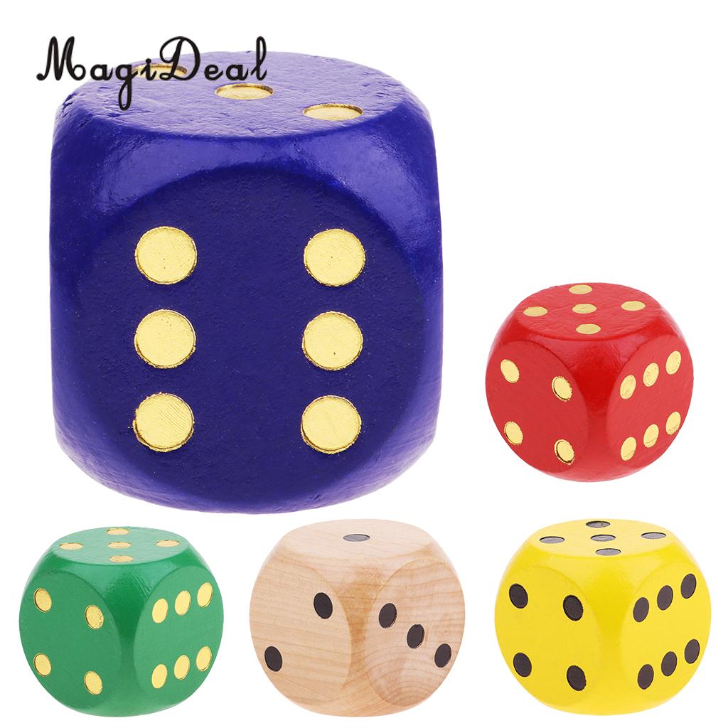 2 Pieces Extra Large Wooden Dice with Rounded Corner D6 Six Sided Dies 5cm 
