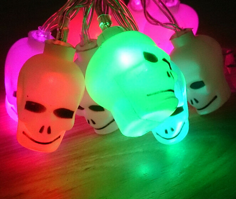 Hallowmas Battery Skull 10 LED Lights Spirit Festival Decoration LED Strip Lamp - Hallowmas-Battery-Skull-10-LED-Lights-Spirit-Festival-Decoration-LED-Strip-Lamp