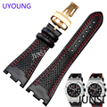 UYOUNG Watchband Quality Genuine Leather Mens Strap Black 28mm For Audemars Piguet Watch band Watch accessories