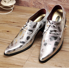 Brand Genuine Leather Oxford Shoes For Men silver Casual Men Oxford Shoes Gold Men Dress Shoes