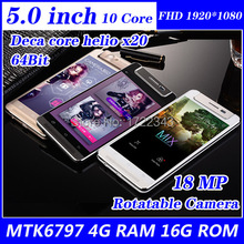 5.0 inch Original Smartphone M18 Deca Core MTK6797 18.0MP Rotatable Camera Android cell 4GB RAM16GB ROM Dual Sim Mobile Phone