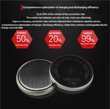 High quality NEW200PCSX LIR2032 3.6V button cell battery LIR2032 rechargeable battery can replace the CR2032 battery