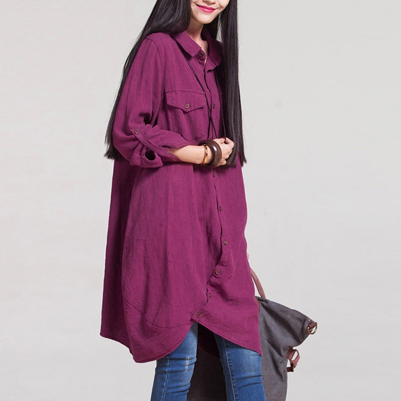 ZANZEA Fashion Women Blouses 2018 Autumn Long Sleeve Irregular Hem Cotton Shirts Casual Loose Blusas Tops Plus Size S-5XL aeProduct.getSubject()