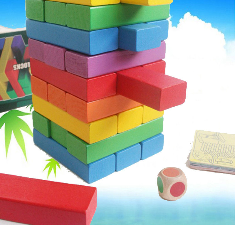Colourful Rainbow Wooden Jenga with Dices Lazada Malaysia