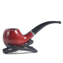 JKLONG Mens Durable Sheath And Pipe Rack Synthetic Leather Wooden Pipe Tobacco Smoking Pipe