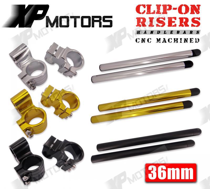 New Arrived 36mm CNC Clip Ons Riser Handlebars 1 Raised Universal Fit For 36mm Motorcycle Forks