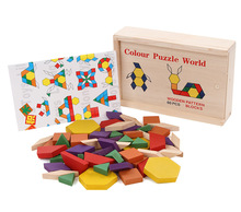 2015 Colorful Tangram Puzzle Tetris Game children educational puzzle wooden toy early education developmental Baby Toy