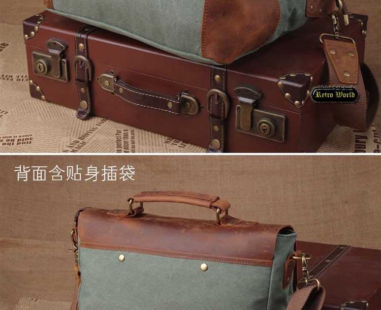 Men's Retro Vintage Shoulder Messenger Distressed Genuine Crazy