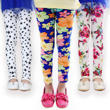 2015 spring summer Autumn 16 color baby girl legging fashion printed flower butterfly 2 10 years