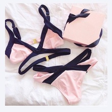 Sexy Women Bikini Patchwork Pink Summer Swimming Suits 2 Piece Beach Bra & Brief Set Hot Sale S M L XL