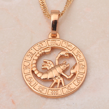 12 Constellation Round Scorpio design glittering Necklace 18K yellow gold plated Fashion Jewelry Necklace Pendants LN453