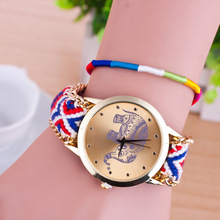 Fashion Maya Style Knit Band Rose Gold Dial Casual Leisure Vintage Bracelet Wrist Watch Watches For