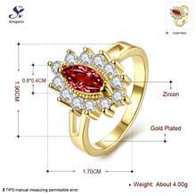 R113 A 8 18k real gold plated classice women silver Ring Marquise ruby and lab diamond