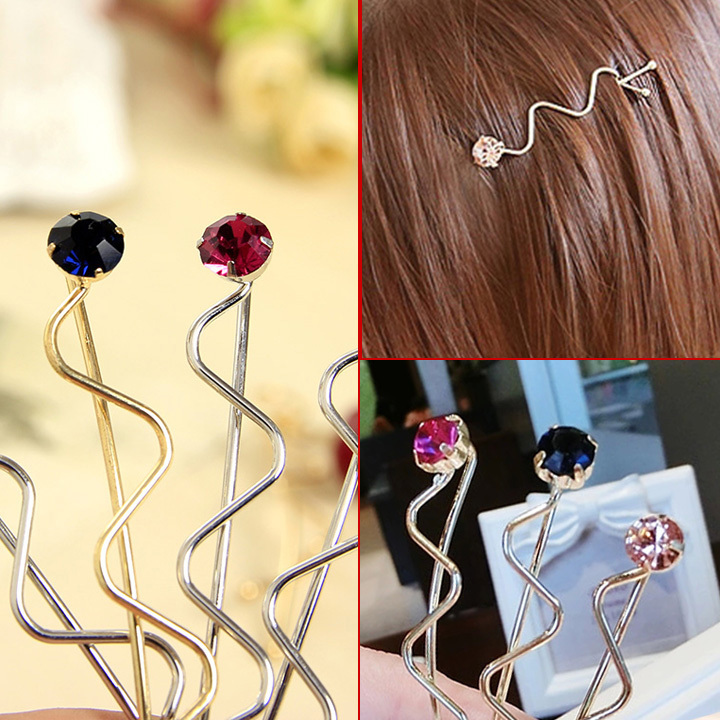 Гаджет  Wave Shaped Crystal Simple Bobby Pin Hairpins Hairclips Hair Accessories Barrettes For Women Hair Jewelry None Ювелирные изделия и часы