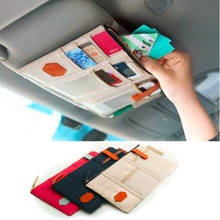 New Car Sun Visor Storage Point Pocket Documents Organizer Bag Pouch Card Holder Credit Card Namecard pen beige hot selling