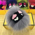 Monster Fur Pendant Big Size With Mink Fur Eyes Real Raccoon Fur Keychain Karl Bag Charm
