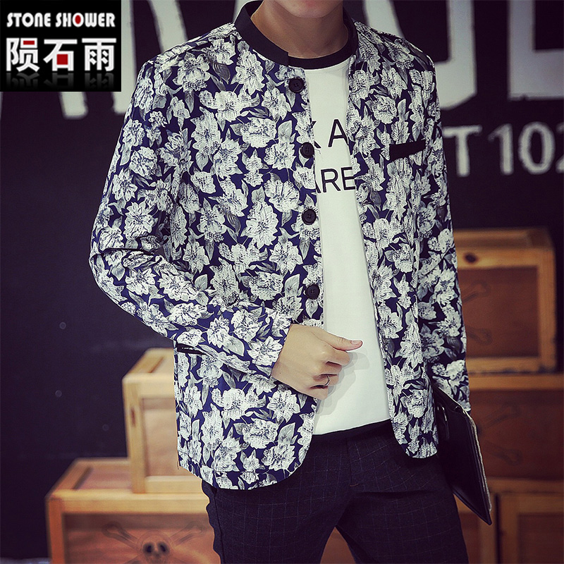 Men outerwear clothes bomber jackets coat hip hop baseball slim fit floral print short jacket