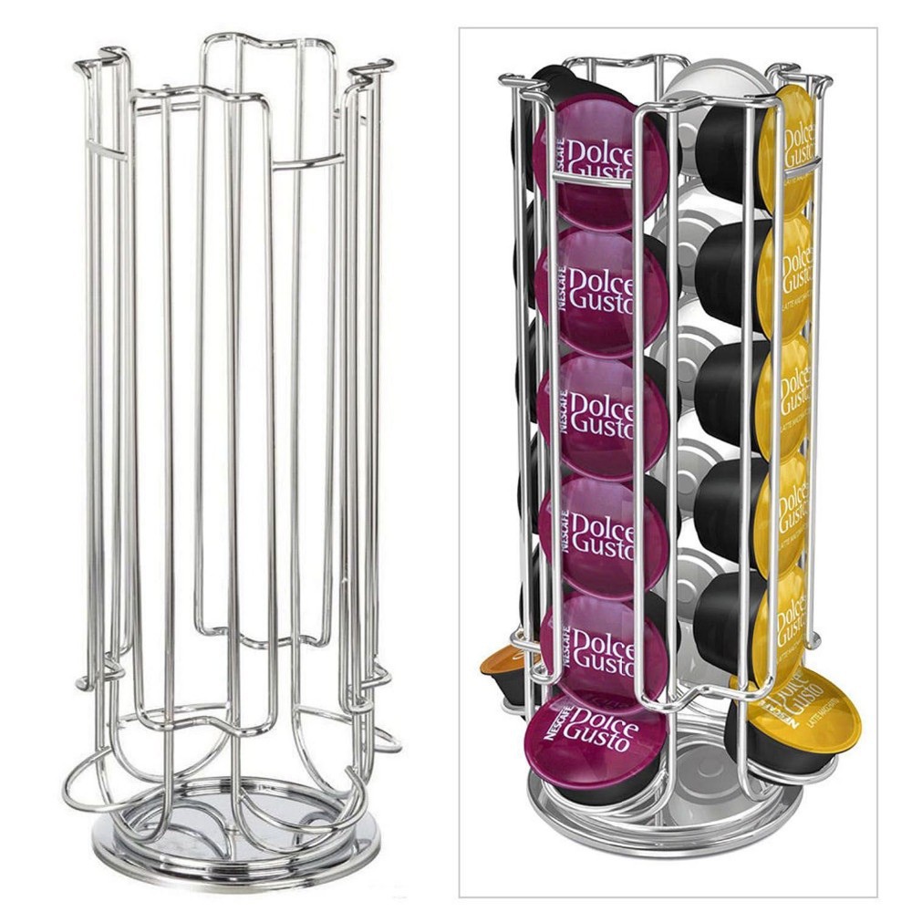 Top Home Solutions Revolving Rotating 24 Capsule Coffee Pod Holder Tower Stand Rack For Dolce Gusto
