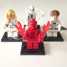 Decool Marvel Super Hero Minifigures 4 unids/lote Spider Man bloques huecos modelo juguetes para los niños Legoe Compatible