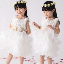Layered dress White red wedding dresses for children flower girls dresses bridesmaid princess dresses sweet vestidos pricesa