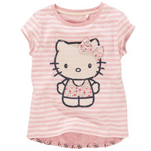 Baby Girls Cartoon Hello Kitty T shirt Children Short Sleeve T-shirt Kids Cotton Summer Pink Clothes