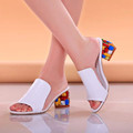 Rhinestone Peep Toe Heels Women Sandals Shoes Sexy Open Toe Wedge Slides Shoes Woman High Heels