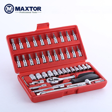46pcs Socket Set 1/4″ Car Repair Tool Ratchet Wrench Spanner Set Hand Tool Combination Bit Set Tool Kit Free shipping