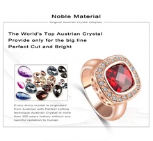 LZESHINE Brand Ruby Diamond Retro Noble Ladies Rings Real 18K Rose Gold Plated Elegant Simulated Ring