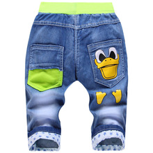 2016 Summer Cartoon Duck Minions Kids Pants Baby Girls Knee Length Jeans children clothes Trousers for boys casual denim pants