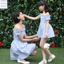 HOT summer Women dress Girl Dress Casual Matching Mother Daughter Dresses Family fitted short word shoulder flounced Vestidos
