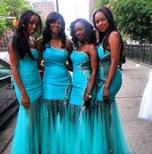 Mermaid 2015 Turquoise Blue Bridesmaid Dresses Long One Shoulder Long Special Occasion Dress to Party Vestido De Festa
