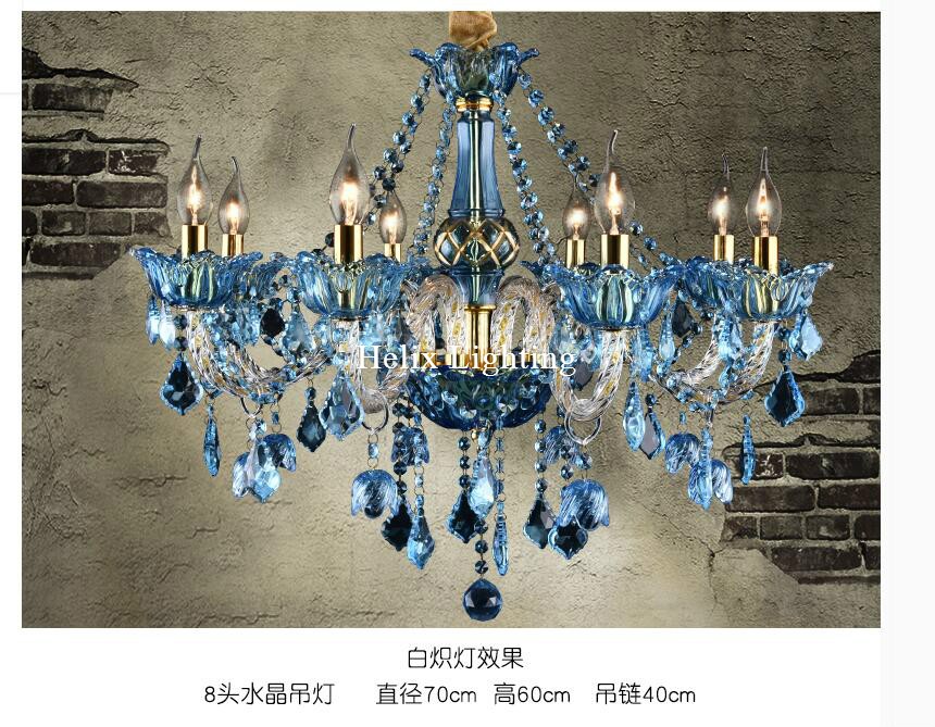 Description Picture 5 of itemModern E14 European Blue Clear Crystal Chandelier Lighting Blue Crystal Chandelier For Bedroom Dinning Room Lounge Light