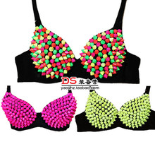 Sexy Sports Bra Women Fashion Spike Stud Rivet Bra Gold Silver Lingerie Punk Party Wear Clubwear push up Bra for women