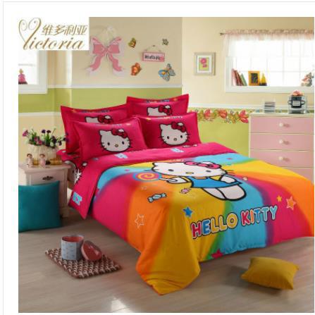 Hot sale 4pcs red hello Kitty bedding set queen king full