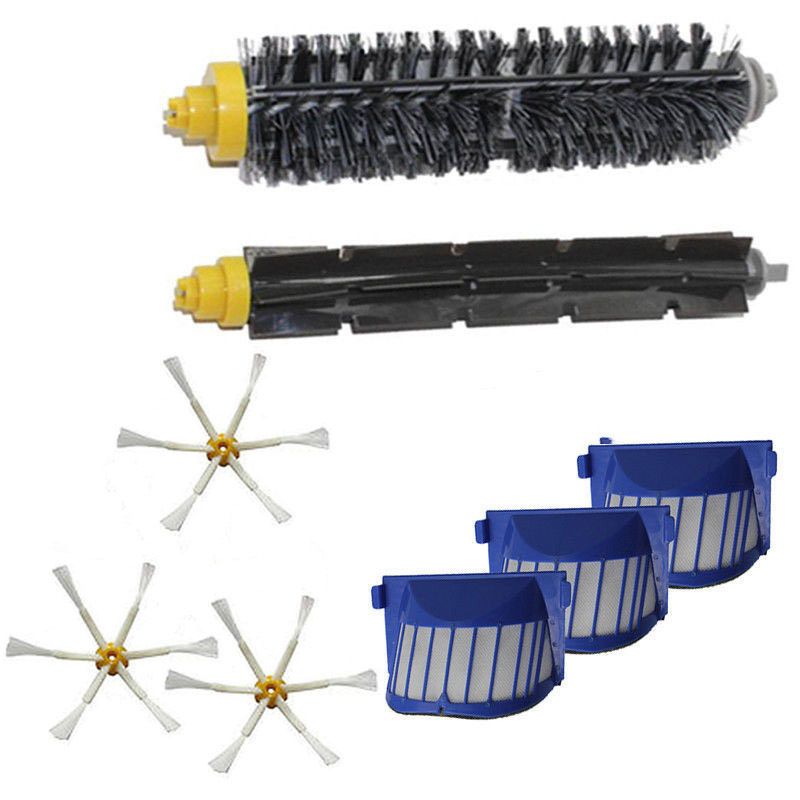 2015 Cheapest AeroVac Filter Side Brush Bristle and Flexible Beater Brush Combo for iRobot Roomba 600