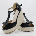 Superior Quality Summer style bowknot comfortable Bohemian Wedges Women sandals for Lady shoes high platform open