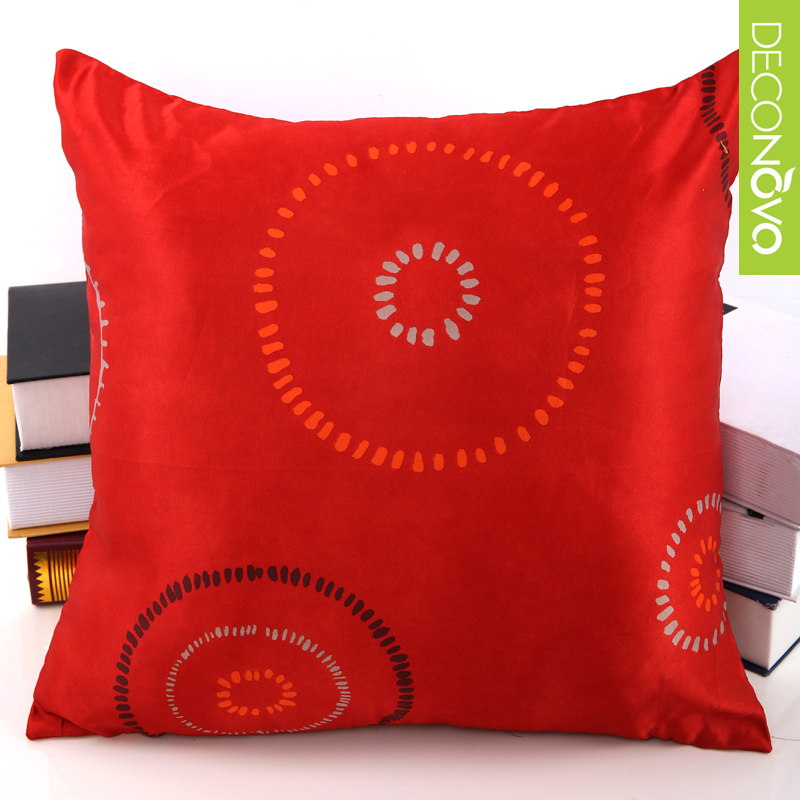 43cm square satin red pillow decorative bed home wedding decoration car pillow cover with zipper ...