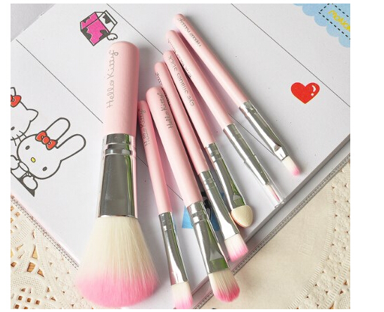 Sweet Pink Hello Kitty Cosmetic Brush Set 7 pcs set Makeup Brushes Set KCS